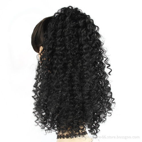 14inch Drawstring Puff Kinky Curly Afro ponytail African American Wrap Synthetic clip in ponytail Hair Extensions